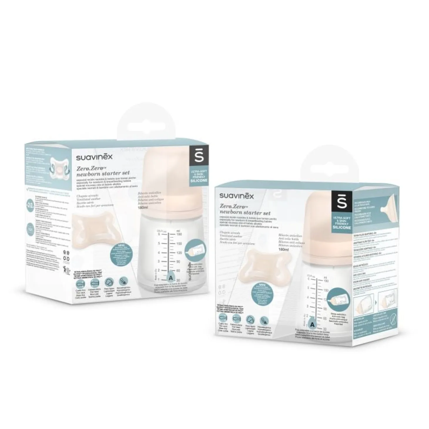Suavinex Set biberon Zero.Zero avec sucette 180 ml
