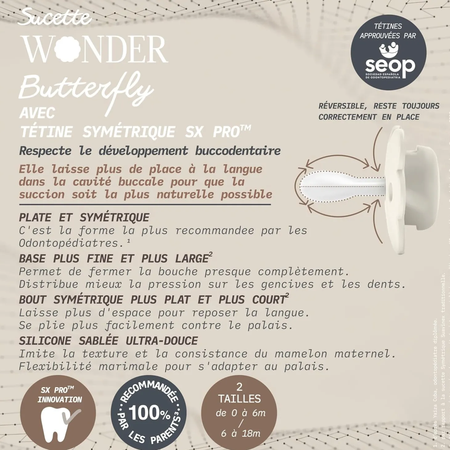 Suavinex Sucette Symetrique Sxpro Wond Beige 0-6 mois