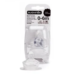Suavinex 2 tétines physio debit moyen silicone 0-6m