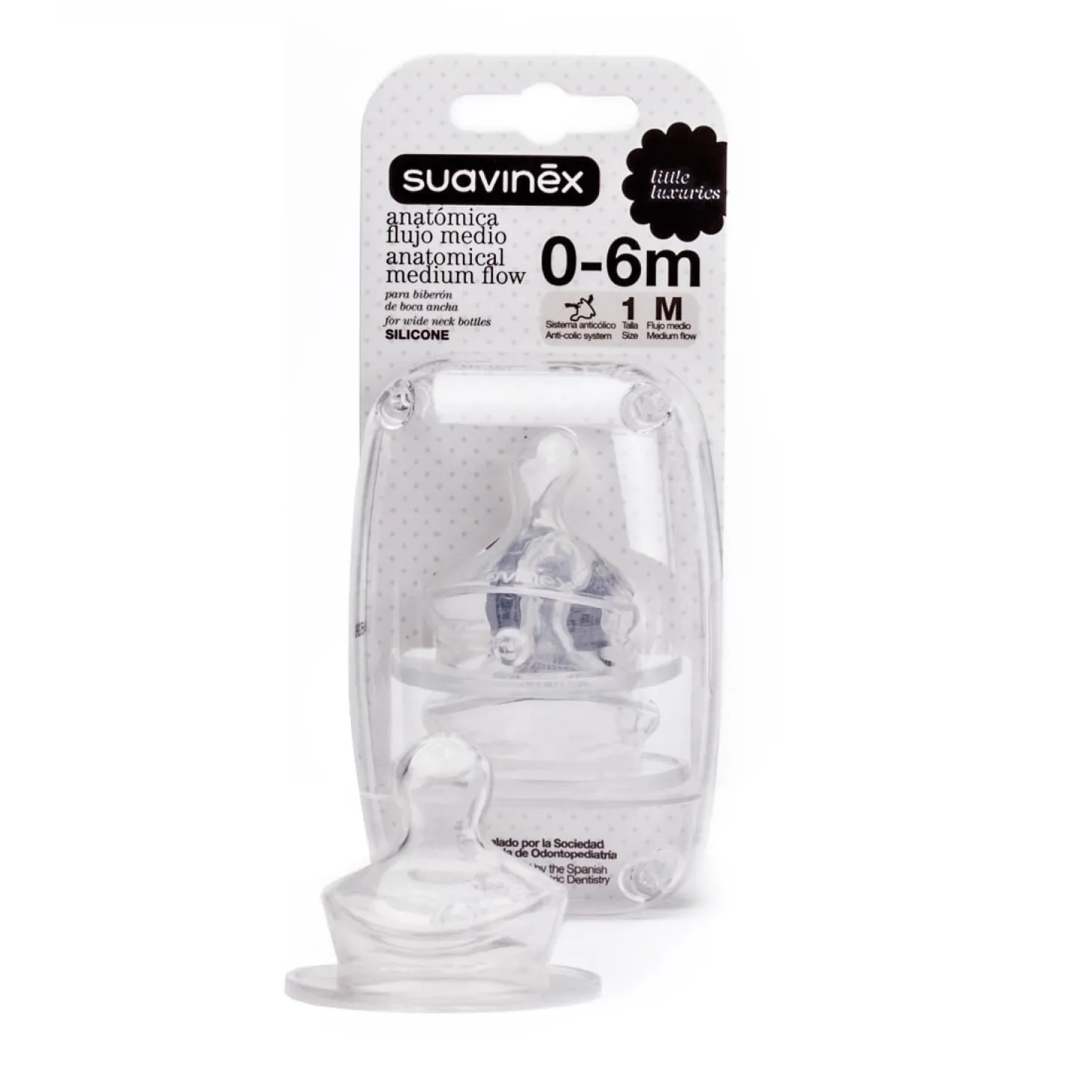 Suavinex 2 tétines physio debit moyen silicone 0-6m