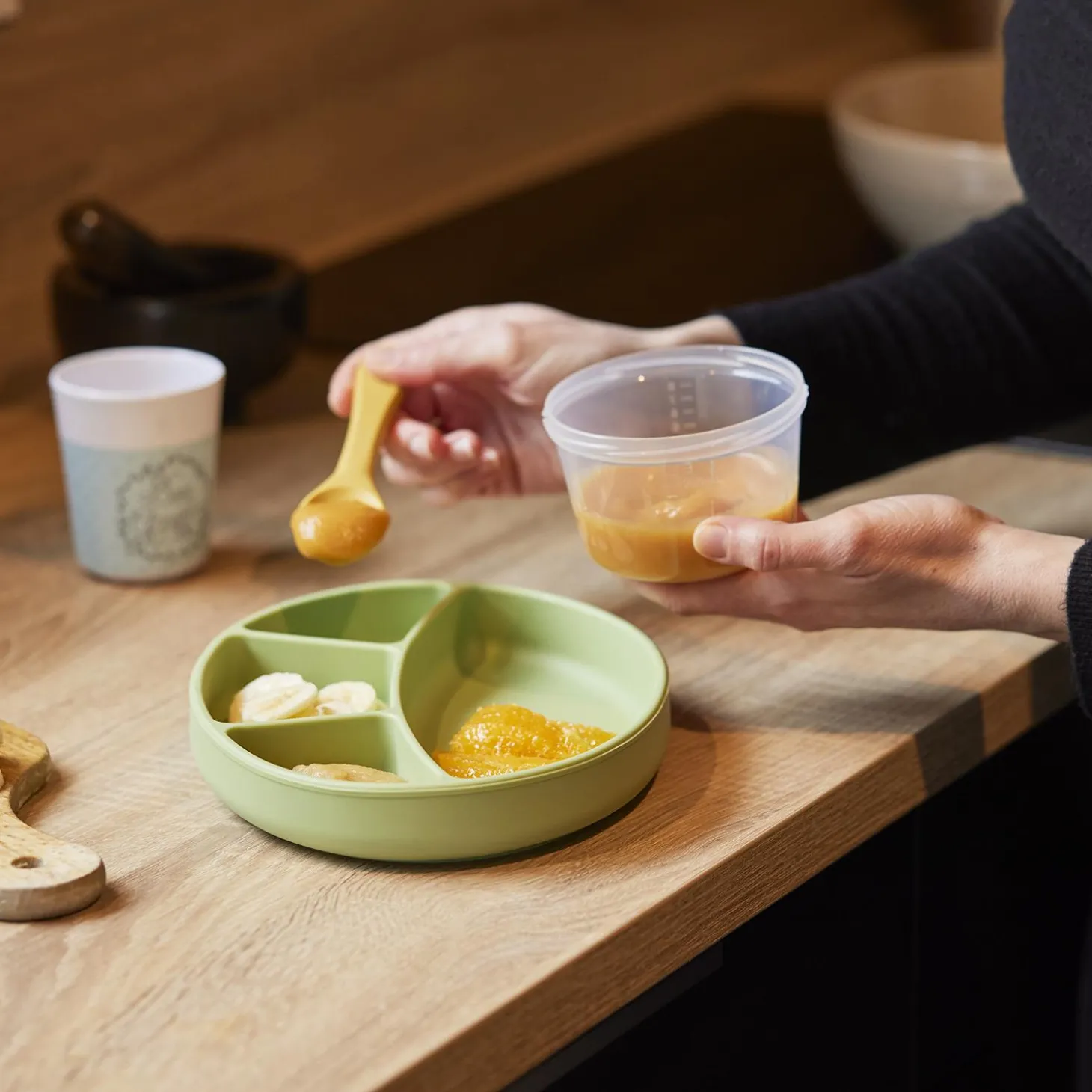 Thermobaby Assiette compatimentée silicone Vert Cactus