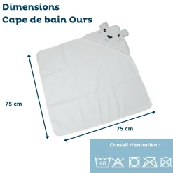 Thermobaby Cape de bain ours Blanc