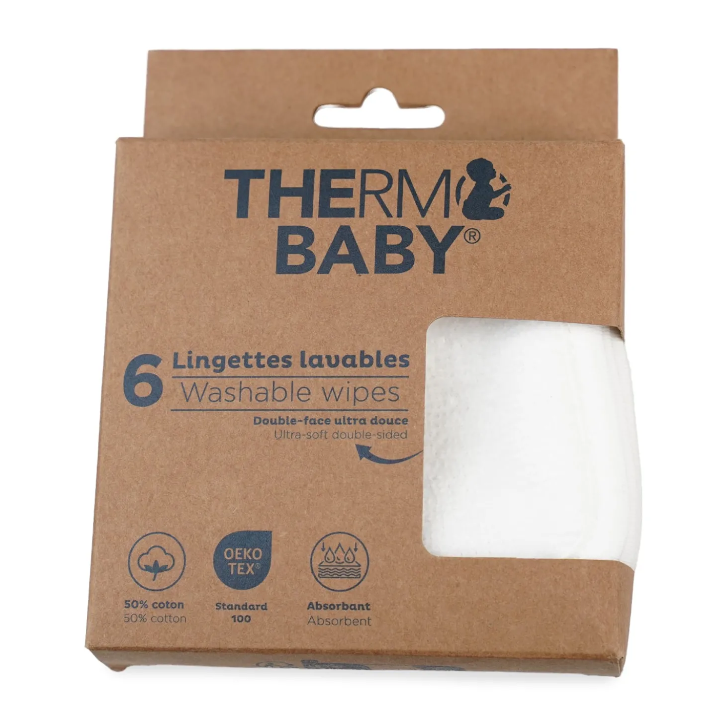 Thermobaby Lot de 6 lingettes lavables Blanc