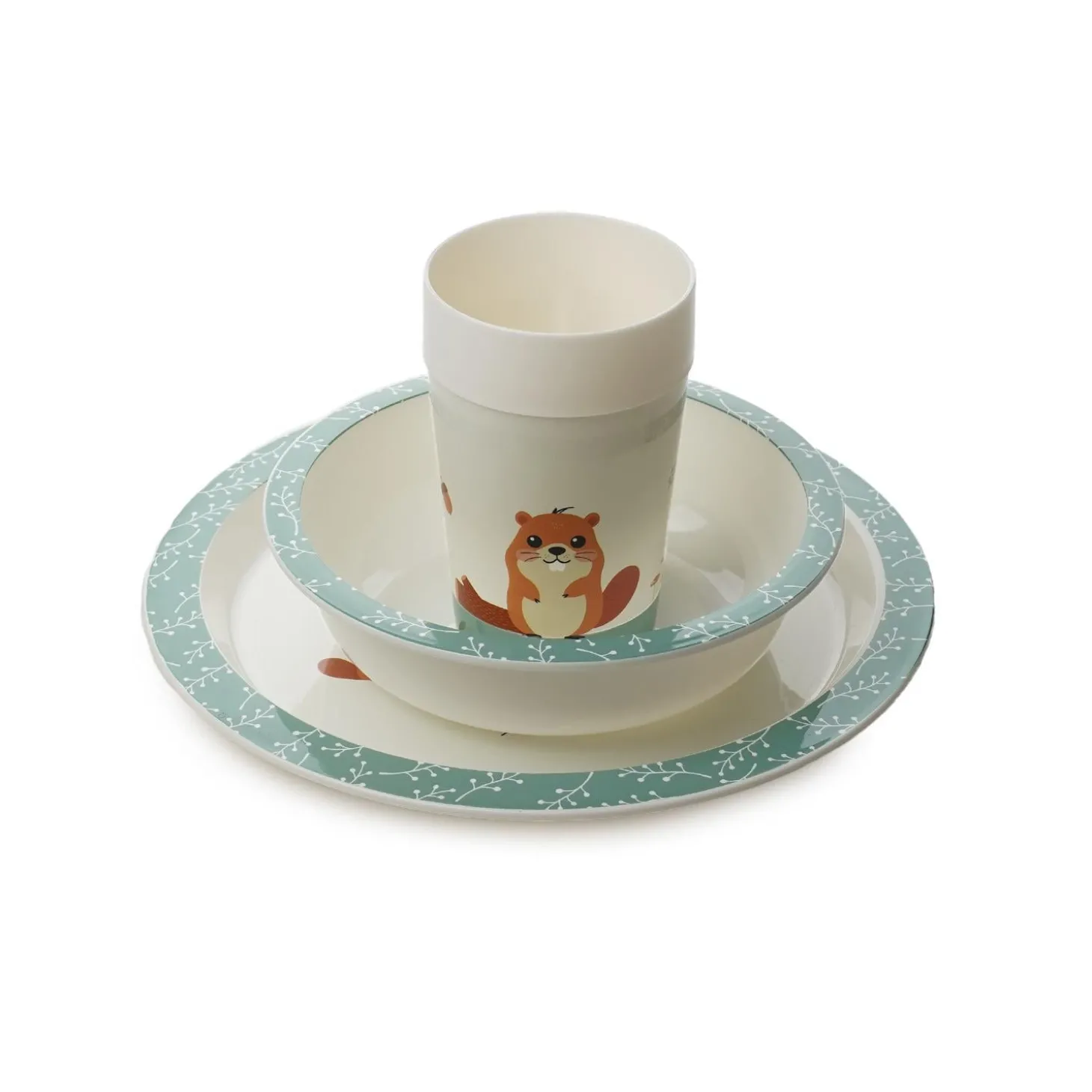 Thermobaby Mon Premier Coffret Repas Micro-Ondes Castor Vert Sauge