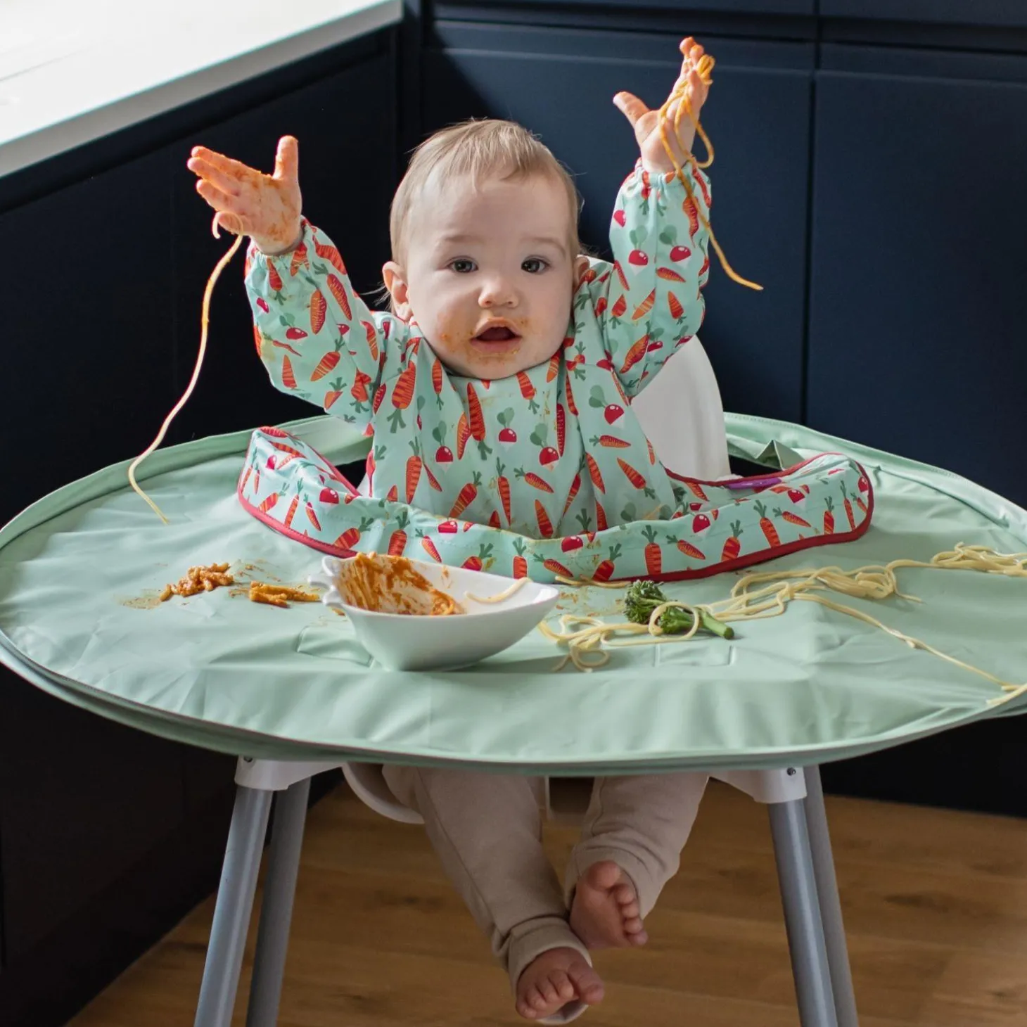 Tidy tot Kit Bavoir et Plateau Vert Sauge