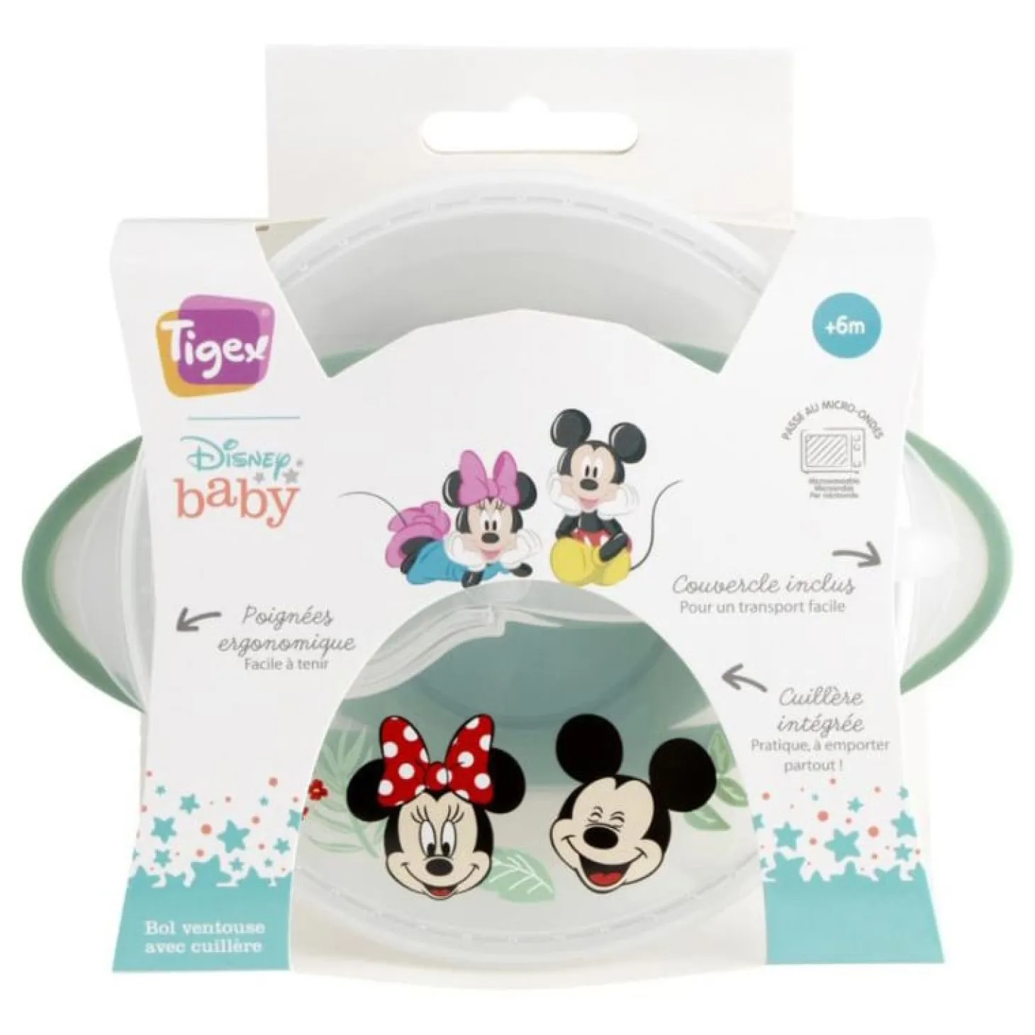 Tigex Bol Ventouse avec cuillère Mickey Minnie Transparent 6 mois+