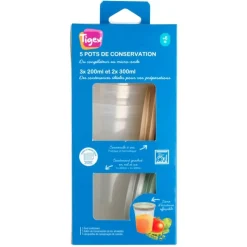 Tigex                    5 Pots de Conservation    Transparent