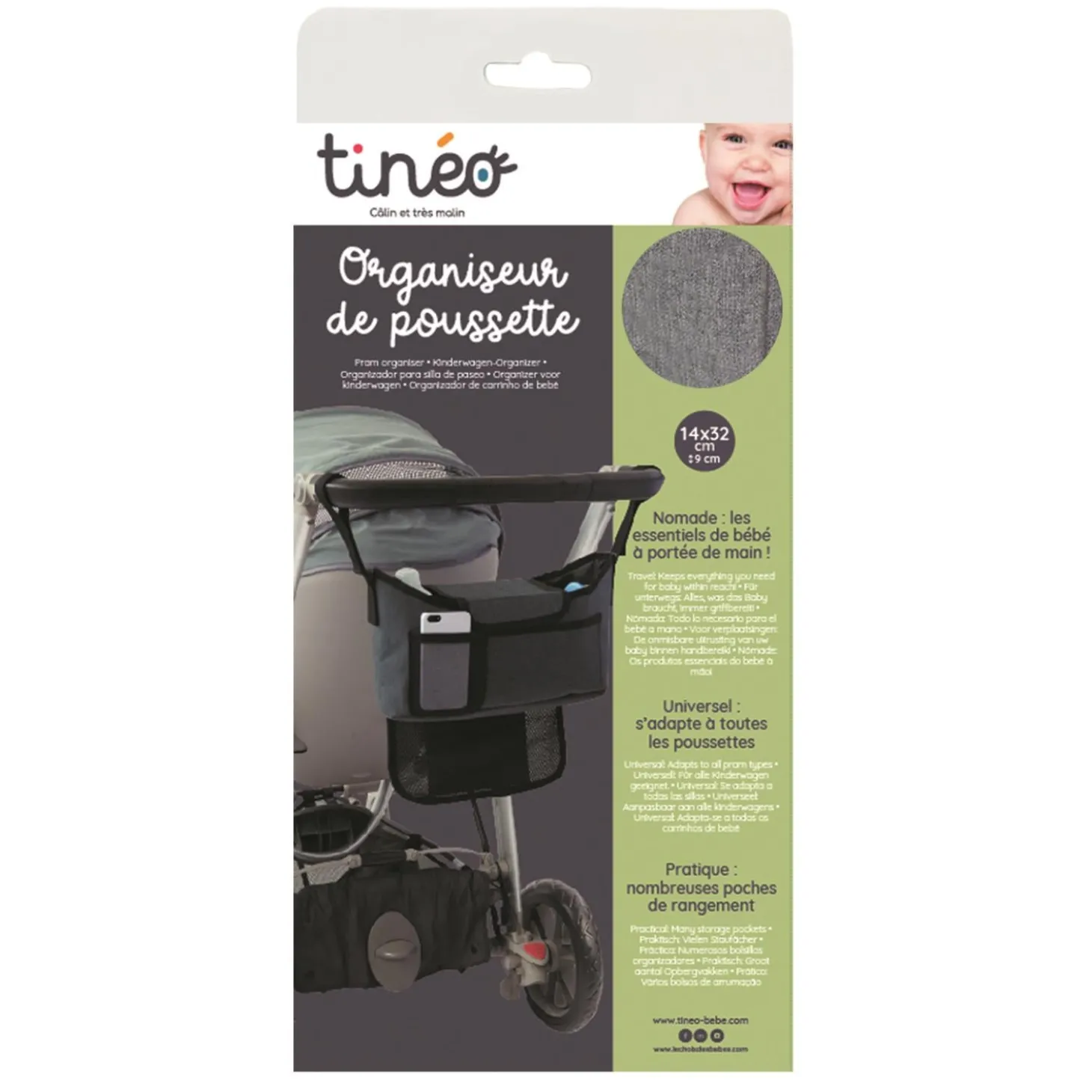 Tinéo Organisateur de poussette Gris Chine