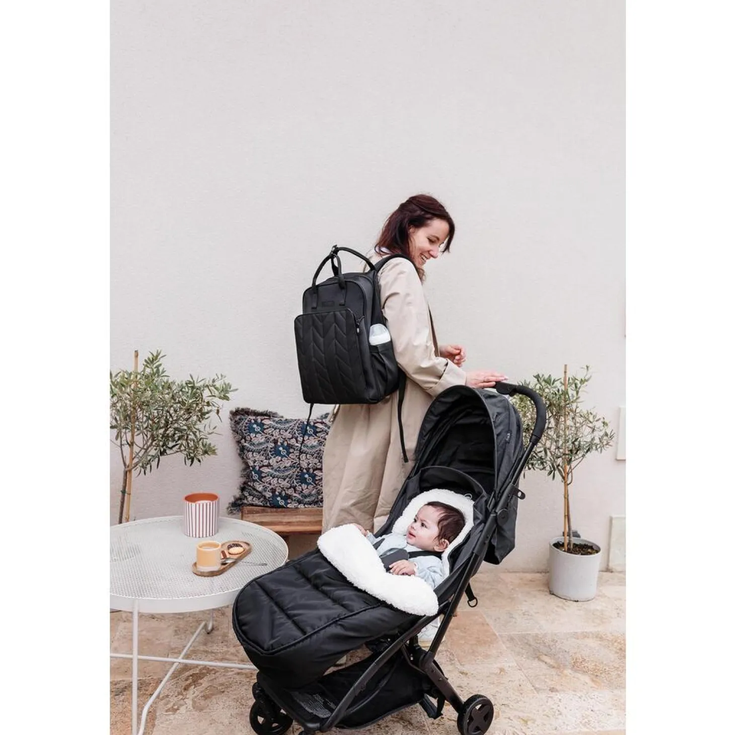 Tinéo Sac à dos à langer matelassé Noir