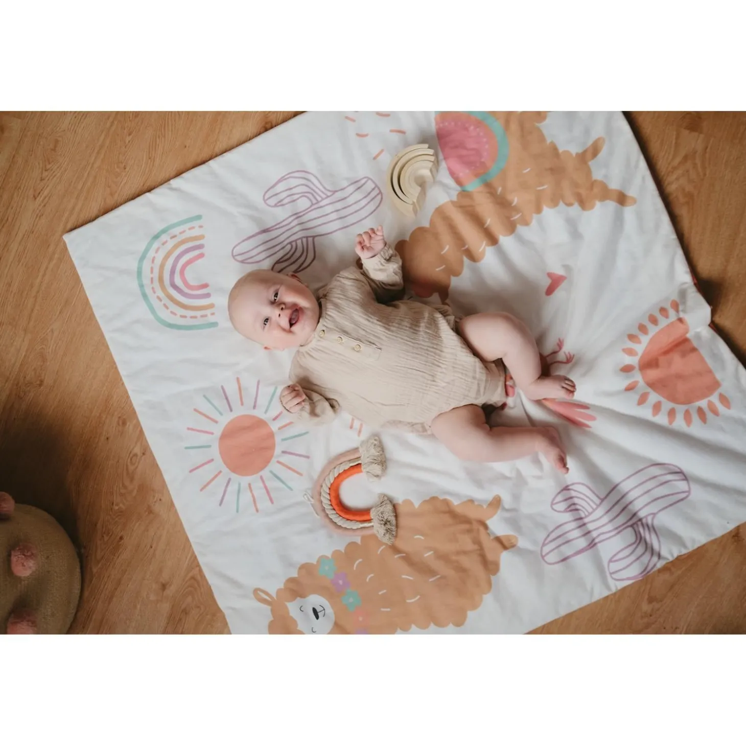Tinéo Tapis de Jeu Nomade Alpagas Multicolore