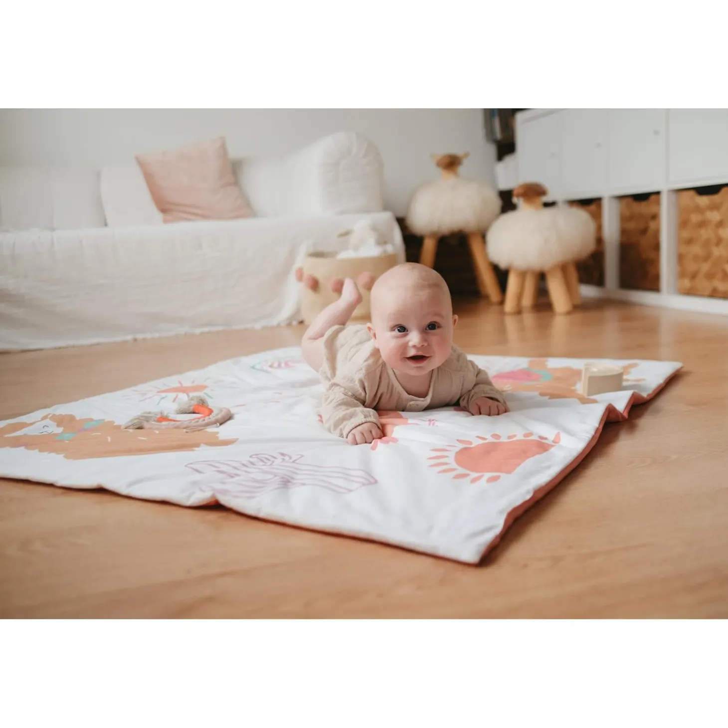 Tinéo Tapis de Jeu Nomade Alpagas Multicolore