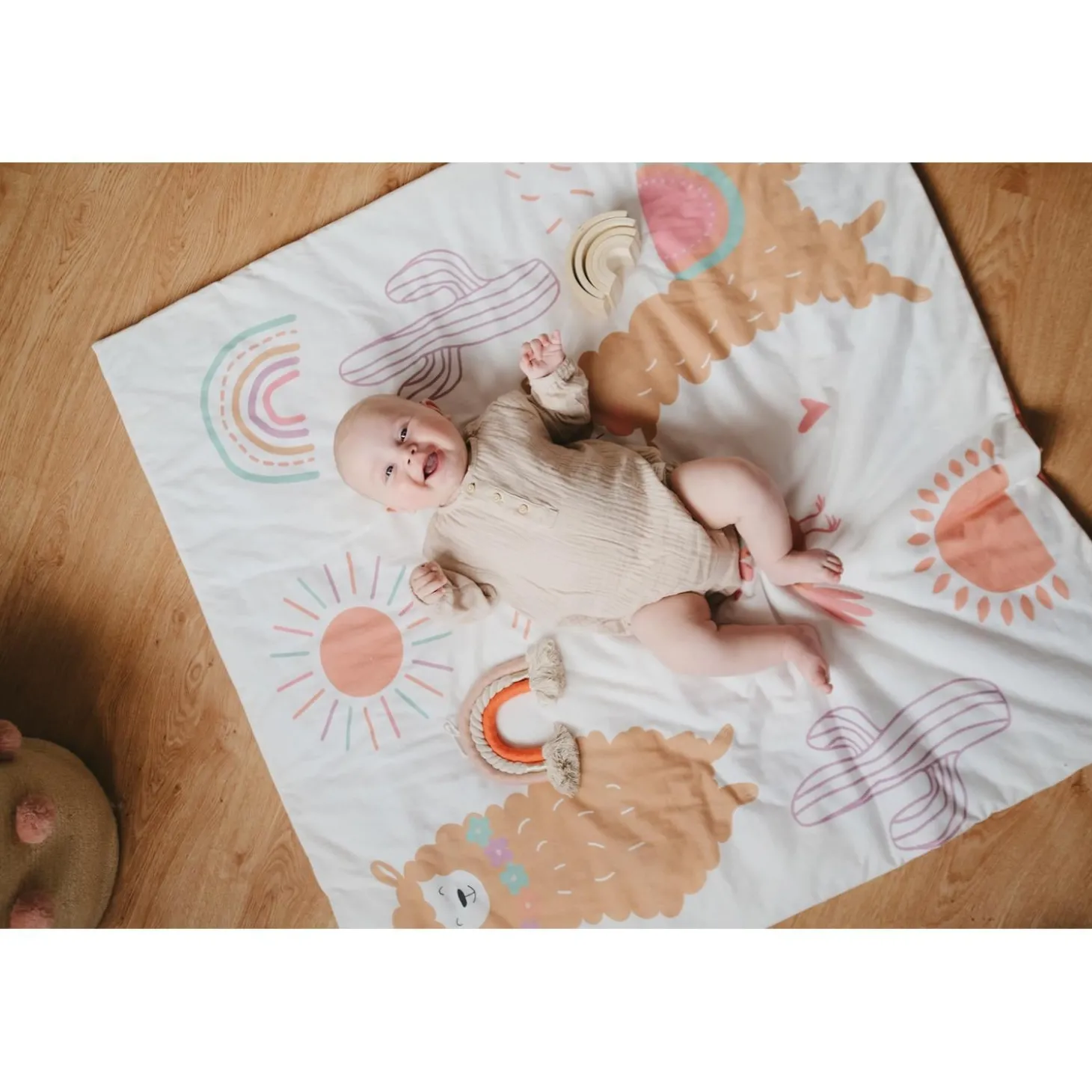 Tinéo Tapis de Jeu Nomade Alpagas Multicolore