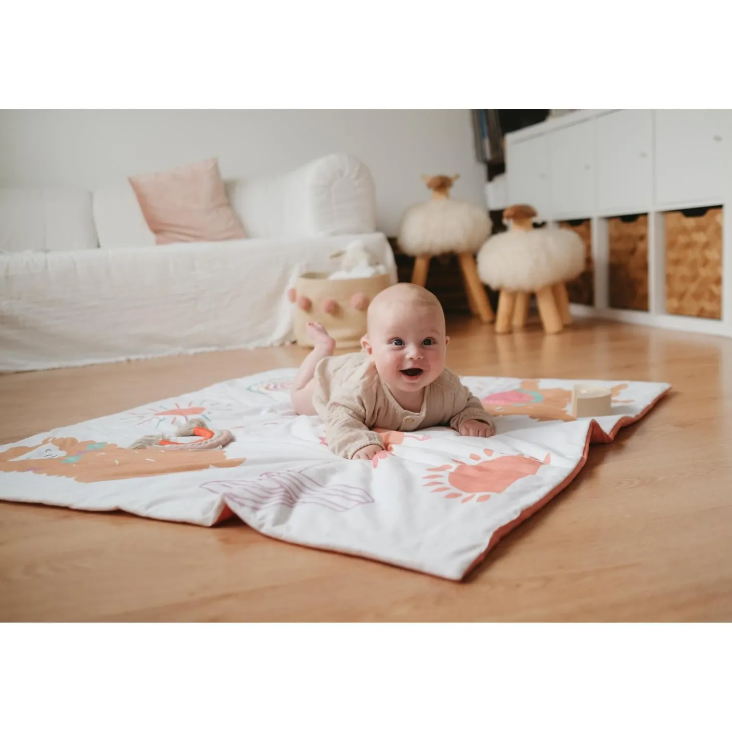 Tinéo Tapis de Jeu Nomade Alpagas Multicolore
