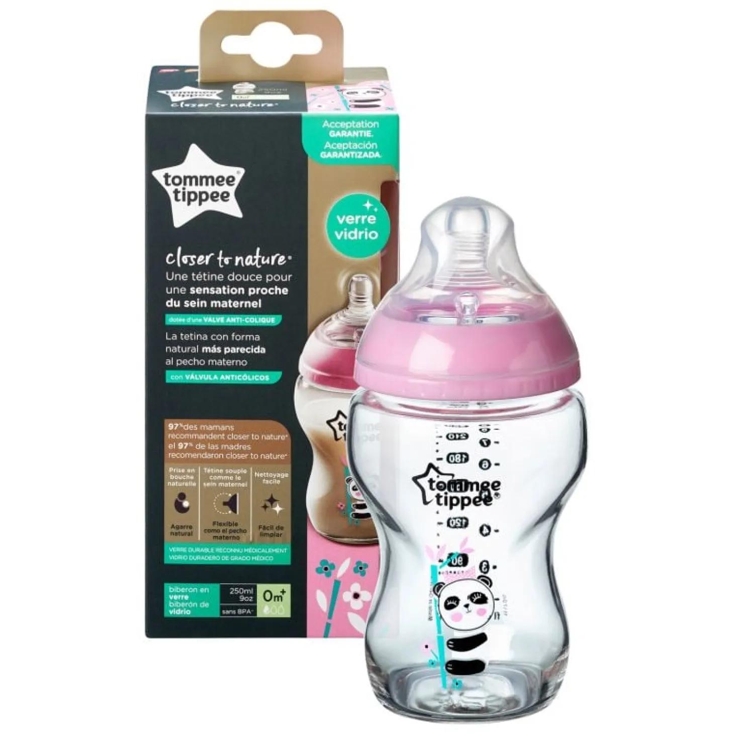 Tommee Tippee Biberon CTN Verre décoré Fille 250 ml