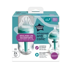 Tommee Tippee Lot de 2 biberons Avanced Anti Colique Transparent 260 ml