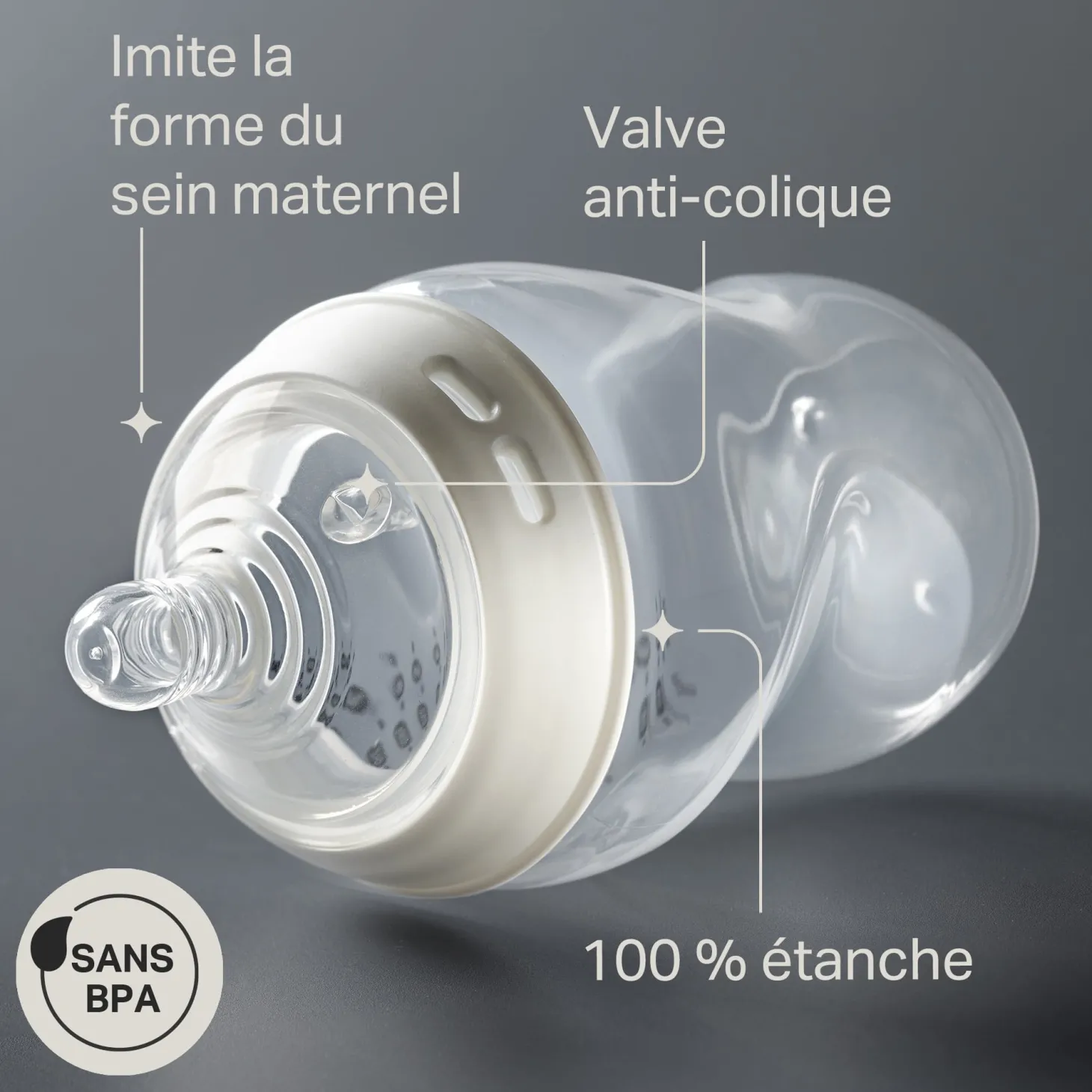 Tommee Tippee Lot de 2 Biberons Anti-colique Natural Start Deco Blanc 260 ml