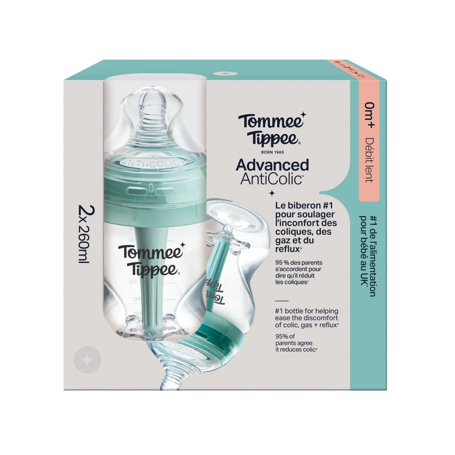 Tommee Tippee Lot de 2 Biberons Anti-colique Avancé Blanc 260 ml