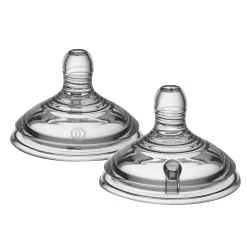 Tommee Tippee                    Lot de 2 Tétines pour biberon Natural Start    Clear            Débit Extra-lent