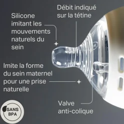 Tommee Tippee                    Lot de 2 Tétines pour biberon Natural Start    Clear            Débit Extra-lent