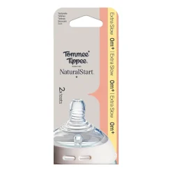 Tommee Tippee                    Lot de 2 Tétines pour biberon Natural Start    Clear            Débit Extra-lent