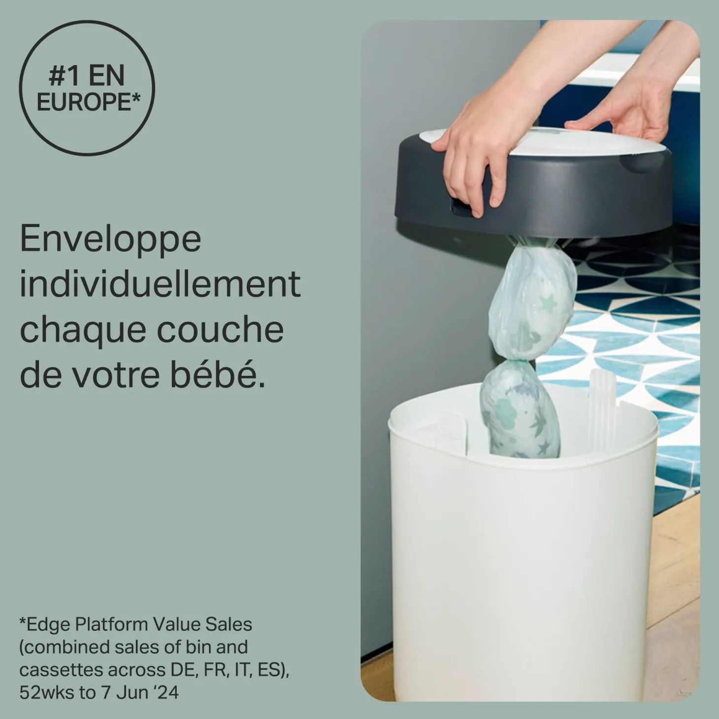 Tommee Tippee Poubelle à couches Twist & Click Vert