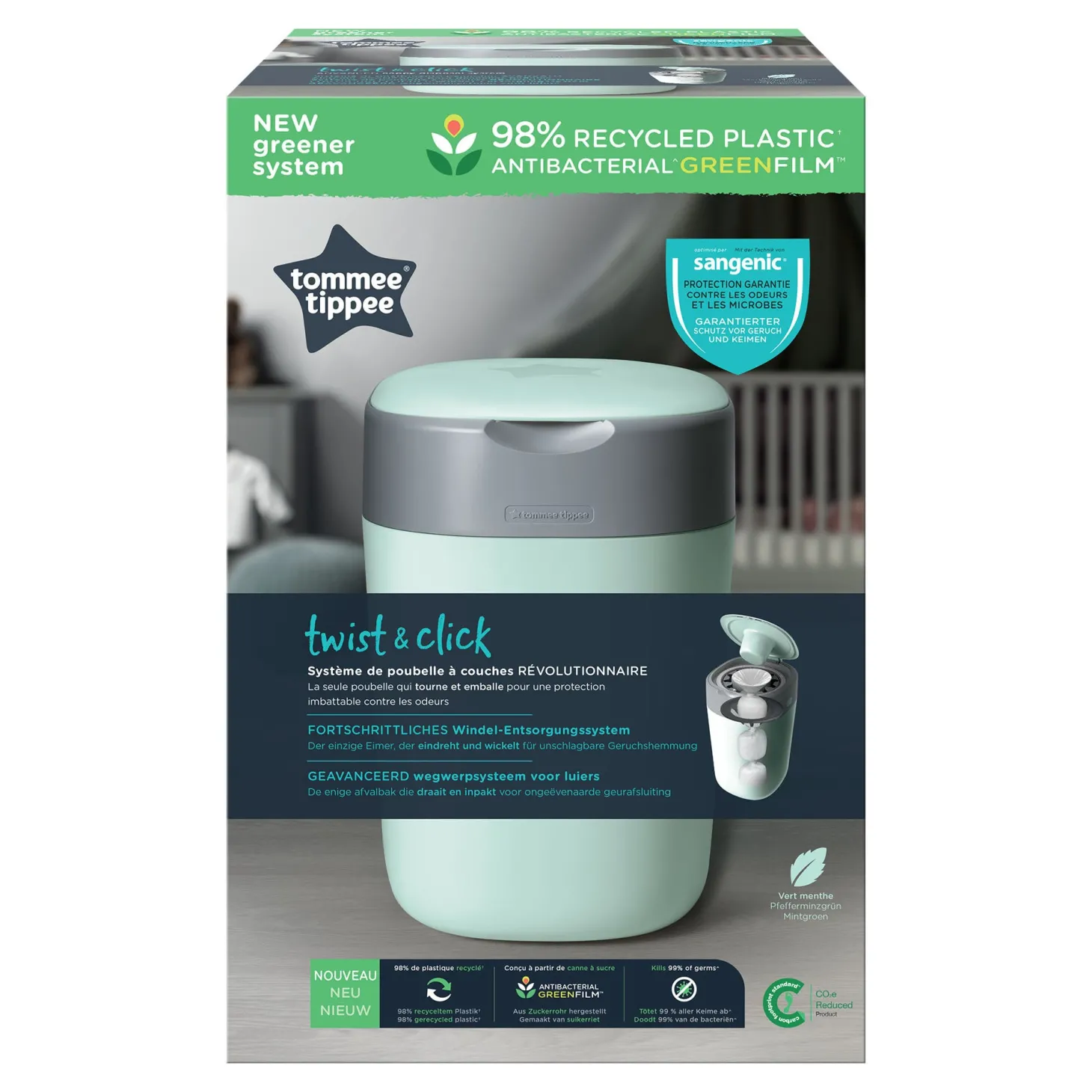 Tommee Tippee Poubelle à couches Twist & Click Vert