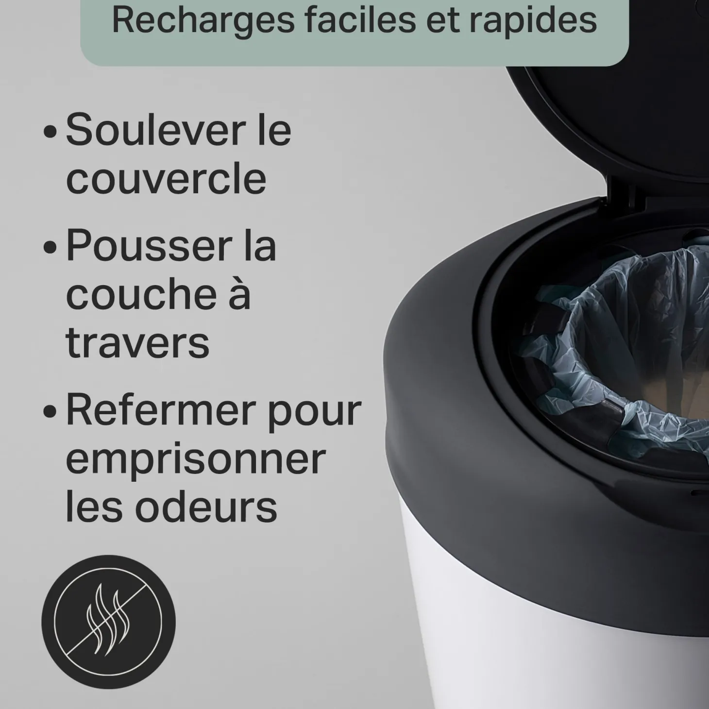 Tommee Tippee Poubelle à couches Starter Pack Simplee + 6 recharges Blanc