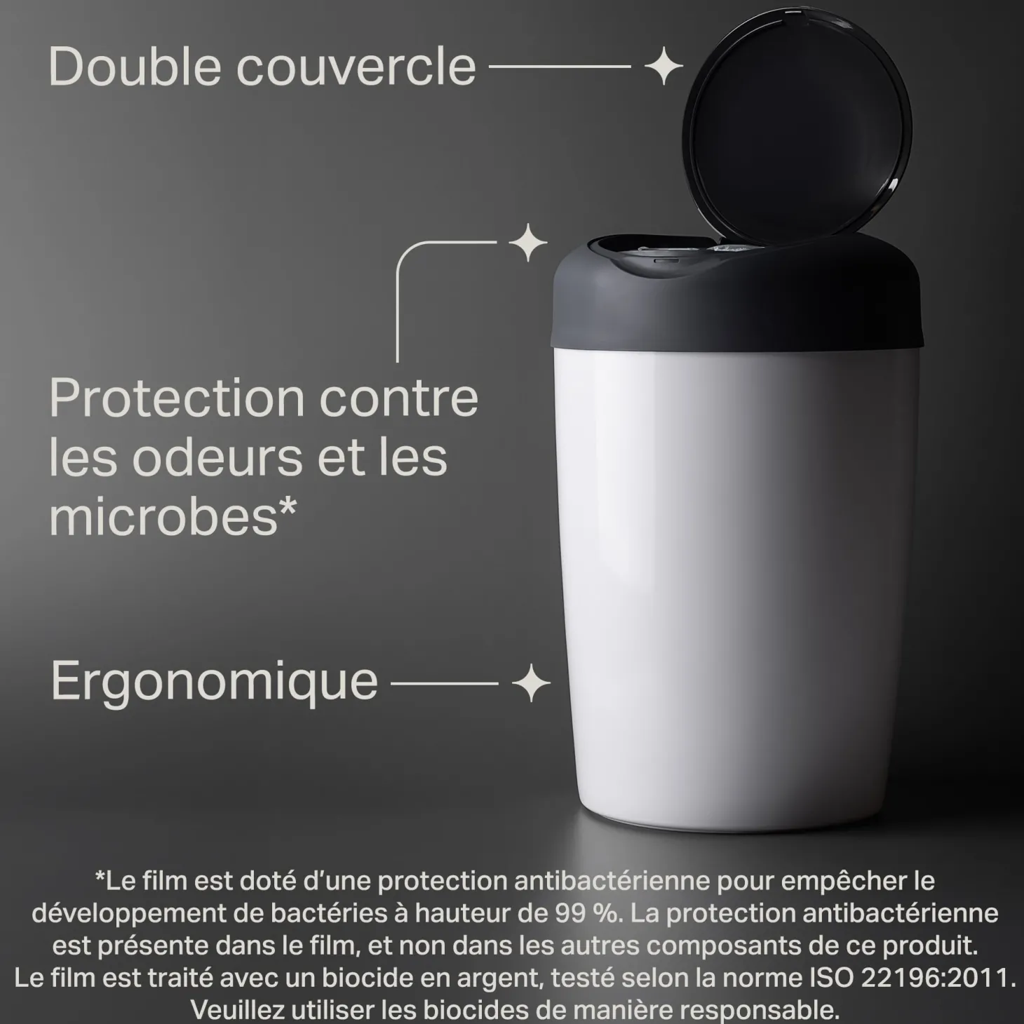 Tommee Tippee Poubelle à couches Starter Pack Simplee + 6 recharges Blanc