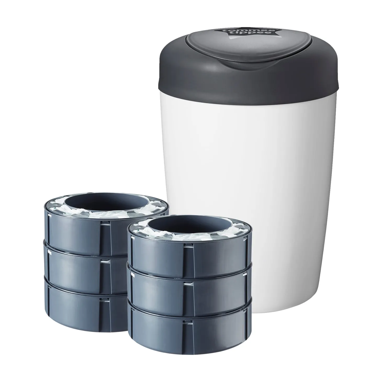 Tommee Tippee Poubelle à couches Starter Pack Simplee + 6 recharges Blanc