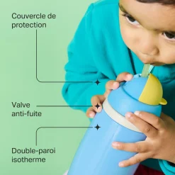 Tommee Tippee                    Tasse isotherme avec paille active    Bleu            266 ml