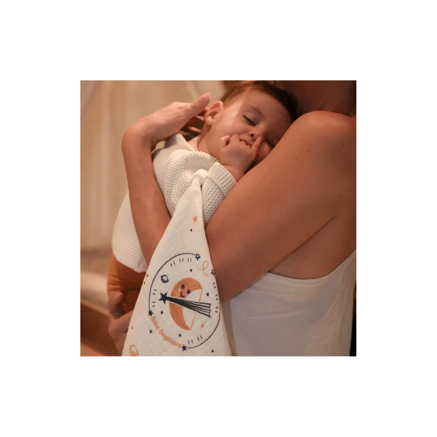 Tom&Mila Doudou Plat Astro Sagittaire Blanc/Bleu
