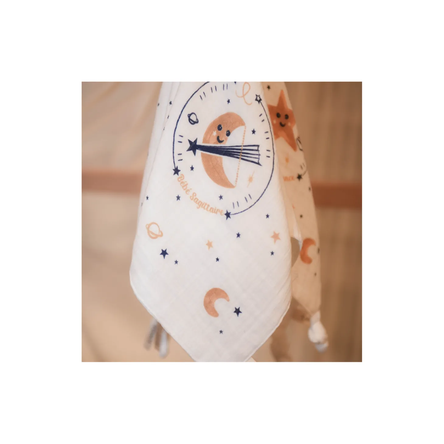 Tom&Mila Doudou Plat Astro Sagittaire Blanc/Bleu