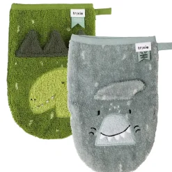Trixie                    Gant de toilette 2-pack    Mr. Shark, Mr.Dino
