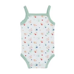 Trois Kilos Sept Body à bretelle Cœur blanc, sauge, rouge, bleu