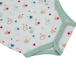 Trois Kilos Sept                    Body à bretelle Cœur    blanc, sauge, rouge, bleu