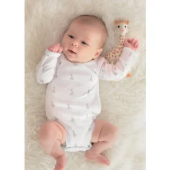 Trois Kilos Sept Body croisé - Sophie la girafe Blanc/Gris Naissance