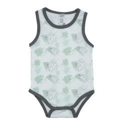 Trois Kilos Sept Body sans manche Feuilles Vert / Gris