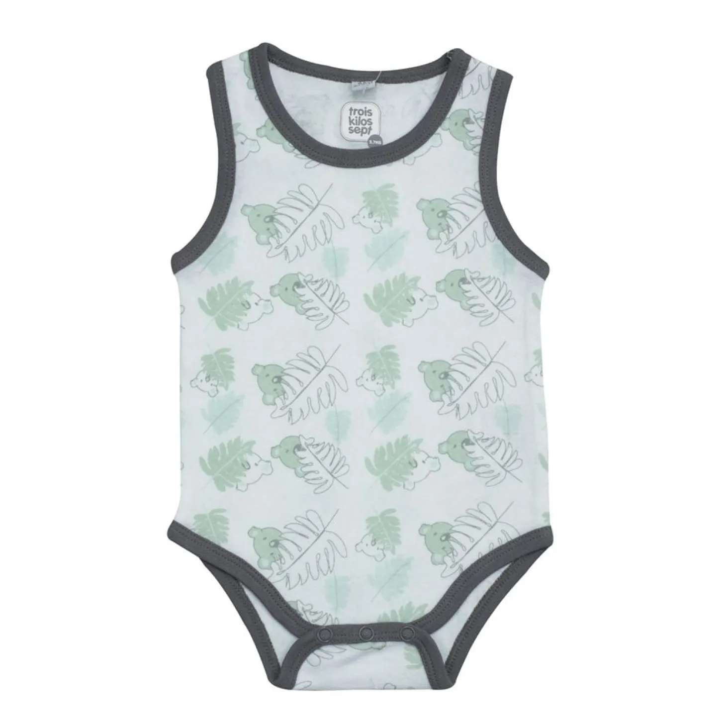 Trois Kilos Sept Body sans manche Feuilles Vert / Gris