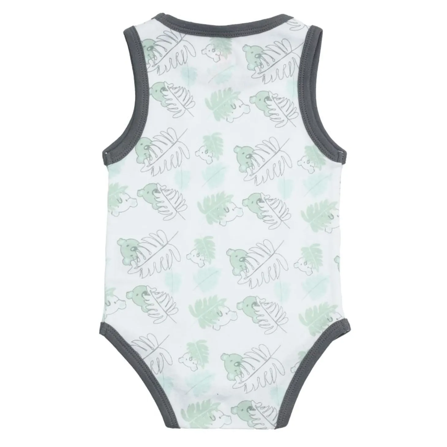 Trois Kilos Sept Body sans manche Feuilles Vert / Gris
