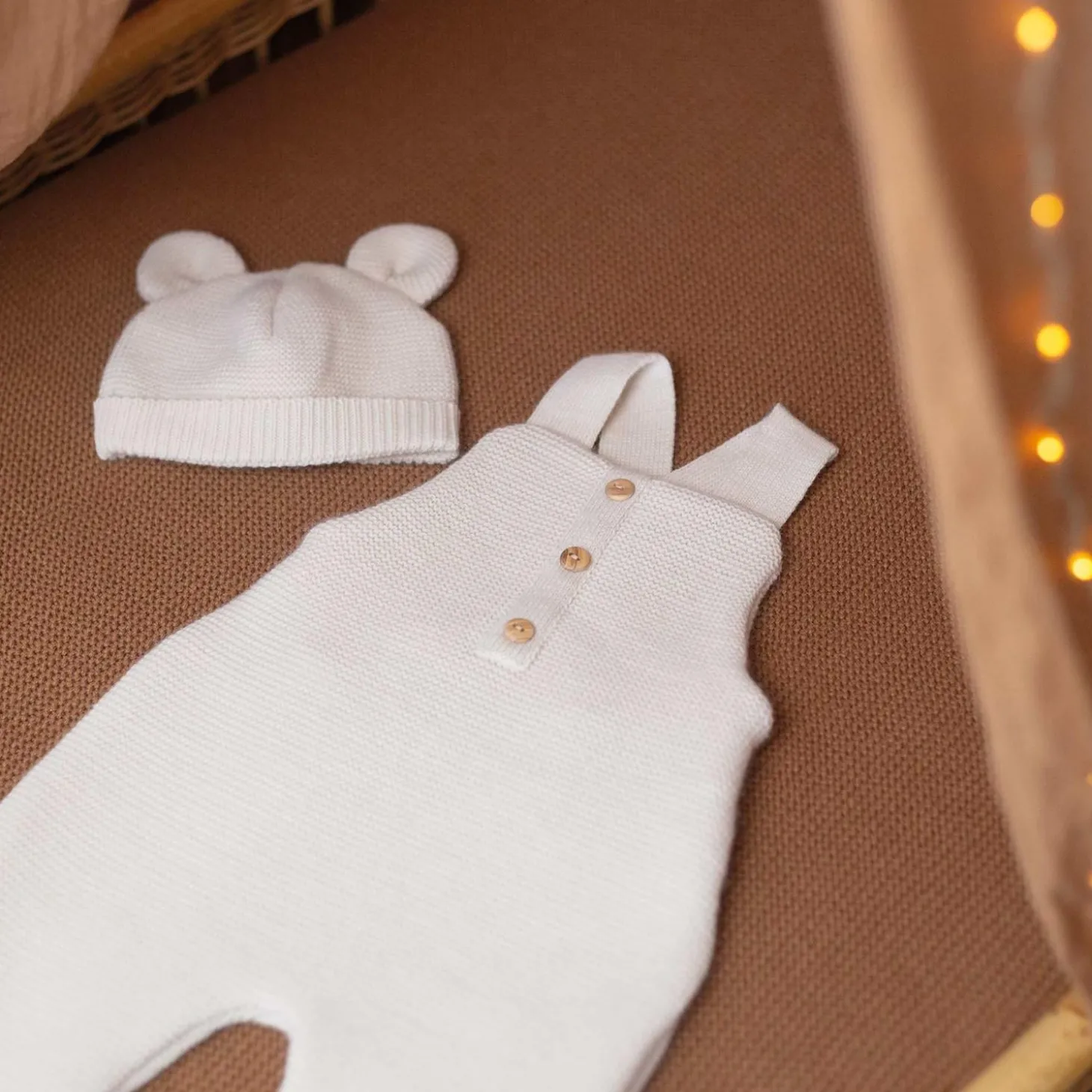 Trois Kilos Sept Bonnet Maille Sable 0-1 mois