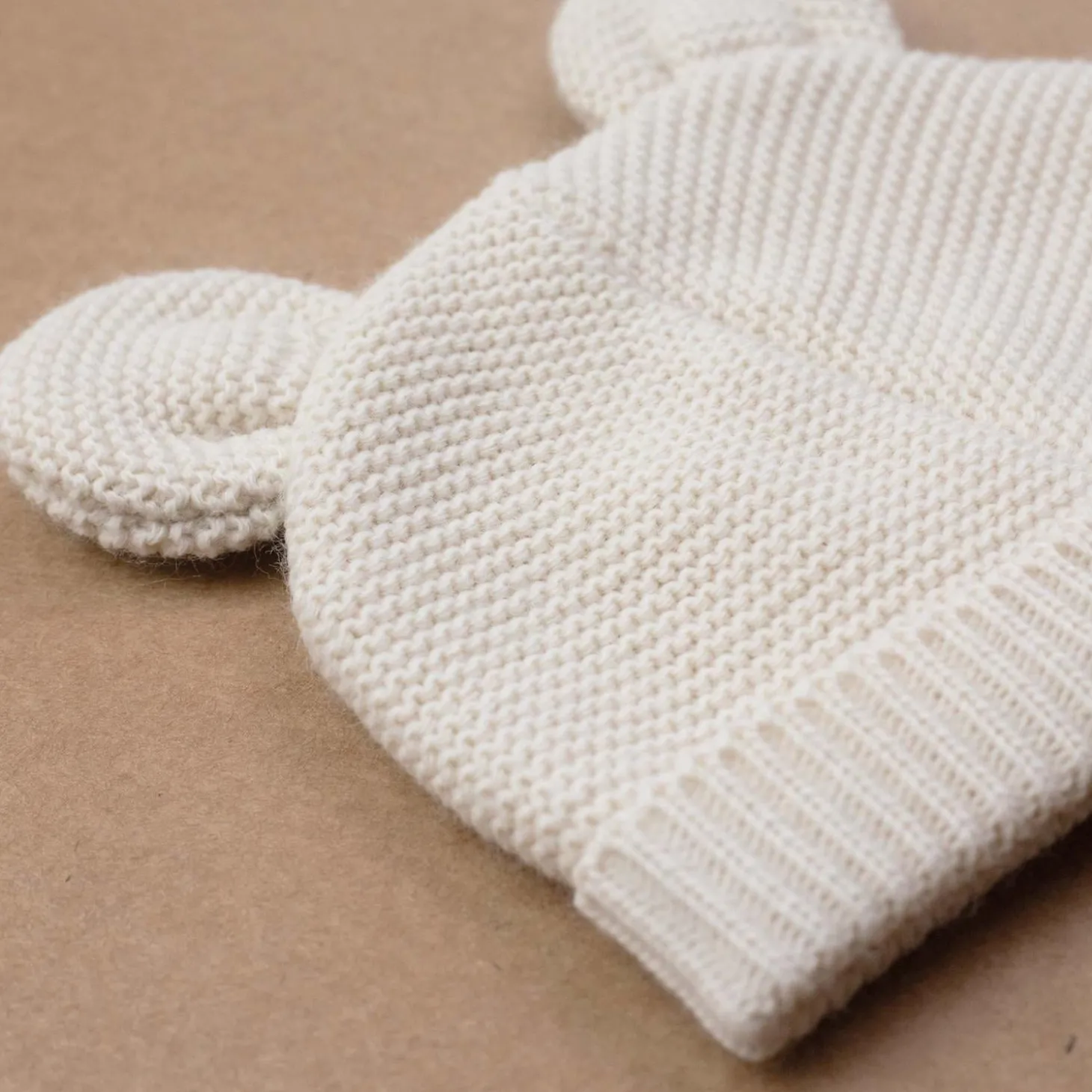 Trois Kilos Sept Bonnet Maille Sable 0-1 mois