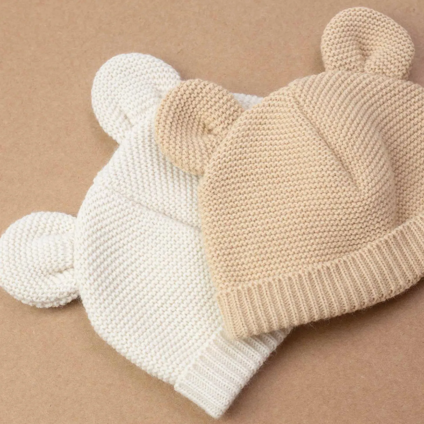 Trois Kilos Sept Bonnet Maille Sable 0-1 mois