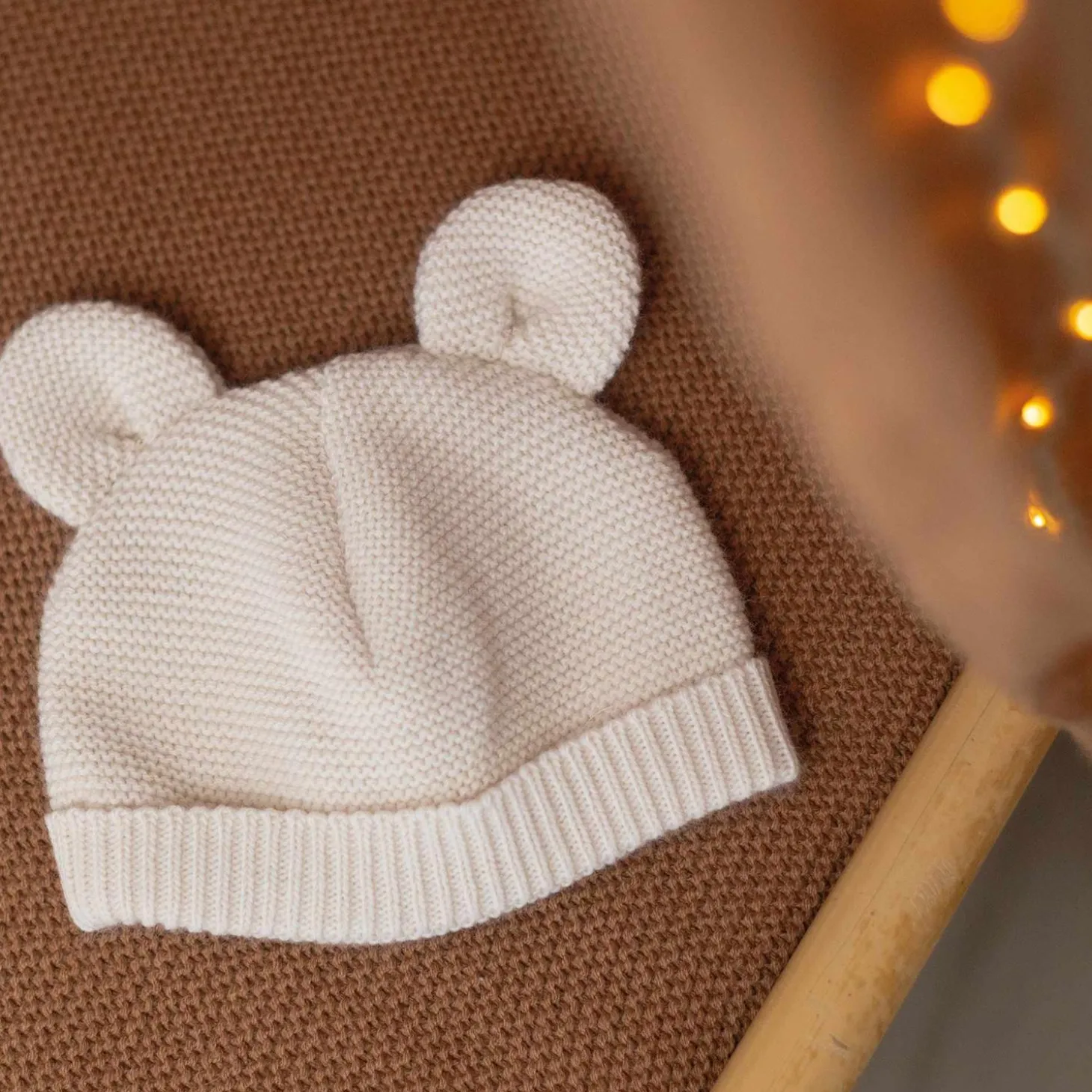 Trois Kilos Sept Bonnet Maille Sable 0-1 mois