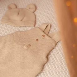 Trois Kilos Sept Bonnet Maille Caramel 0-1 mois