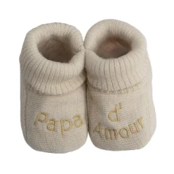 Trois Kilos Sept Chaussons Papa Maman d'amour Multicolore Naissance
