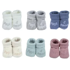 Trois Kilos Sept Chaussons Papi d'amour Multicolore Naissance