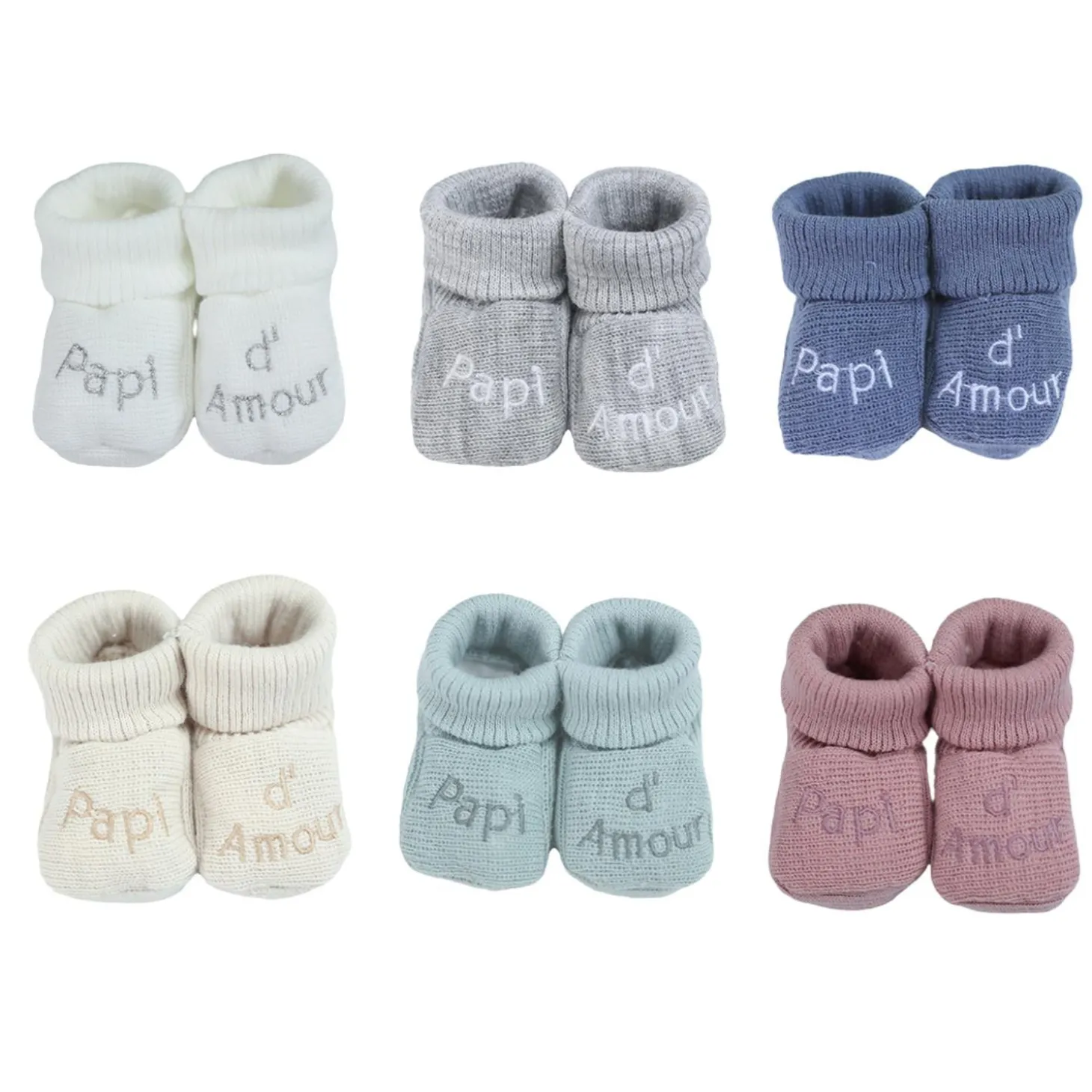 Trois Kilos Sept Chaussons Papi d'amour Multicolore Naissance