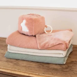 Trois Kilos Sept Couverture Maille/Flanelle Sable 75x100 cm