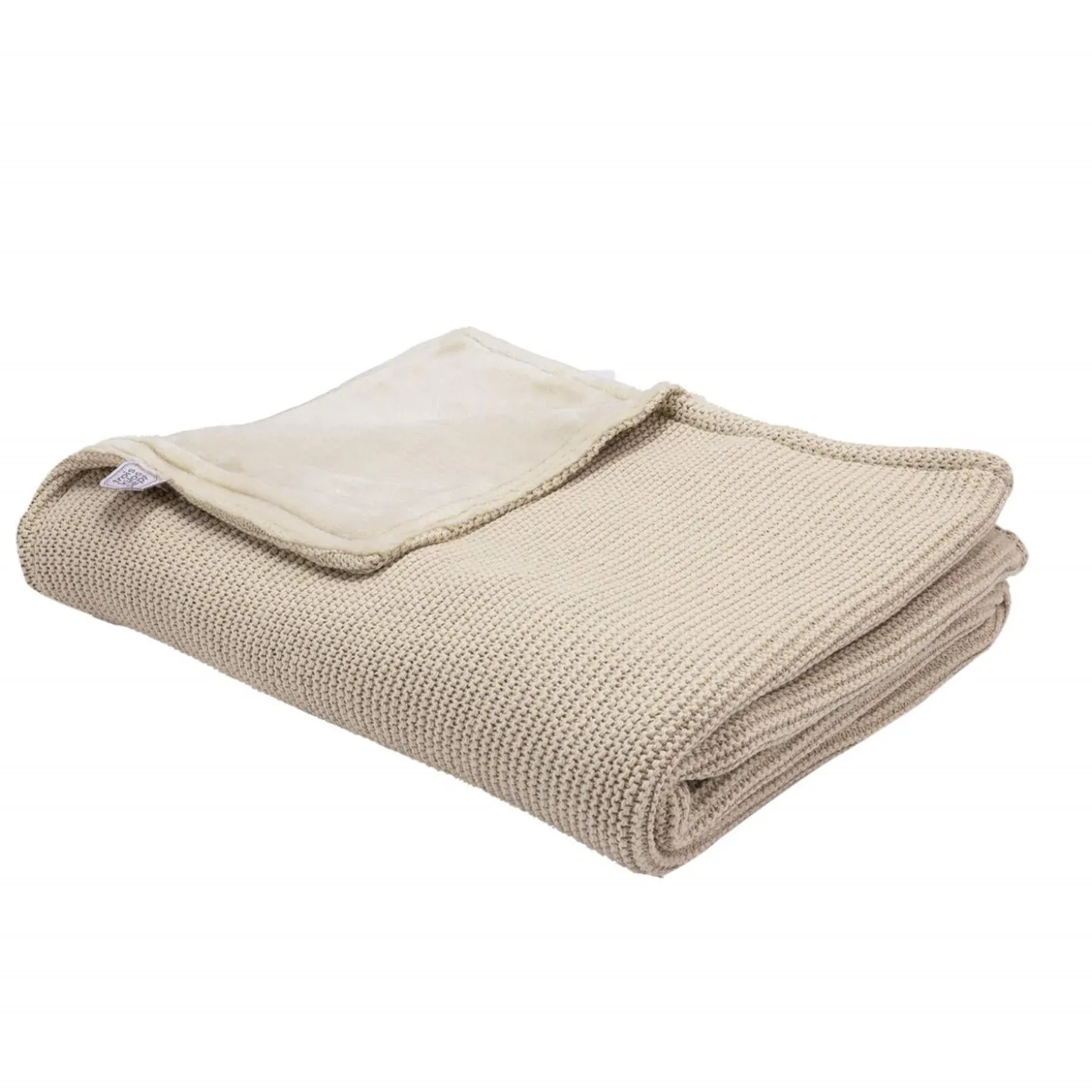 Trois Kilos Sept Couverture Maille/Flanelle Sable 75x100 cm