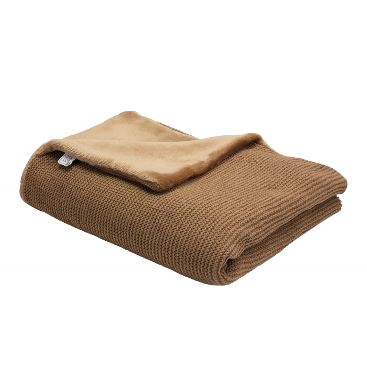 Trois Kilos Sept Couverture tricot flanelle Camel 75x100 cm